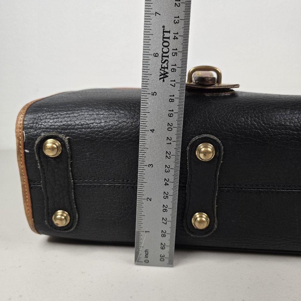 DOONEY & BOURKE Shoulder Bag Leather All Weather VTG Essex Black Tan Ships FAST - Picture 11 of 17